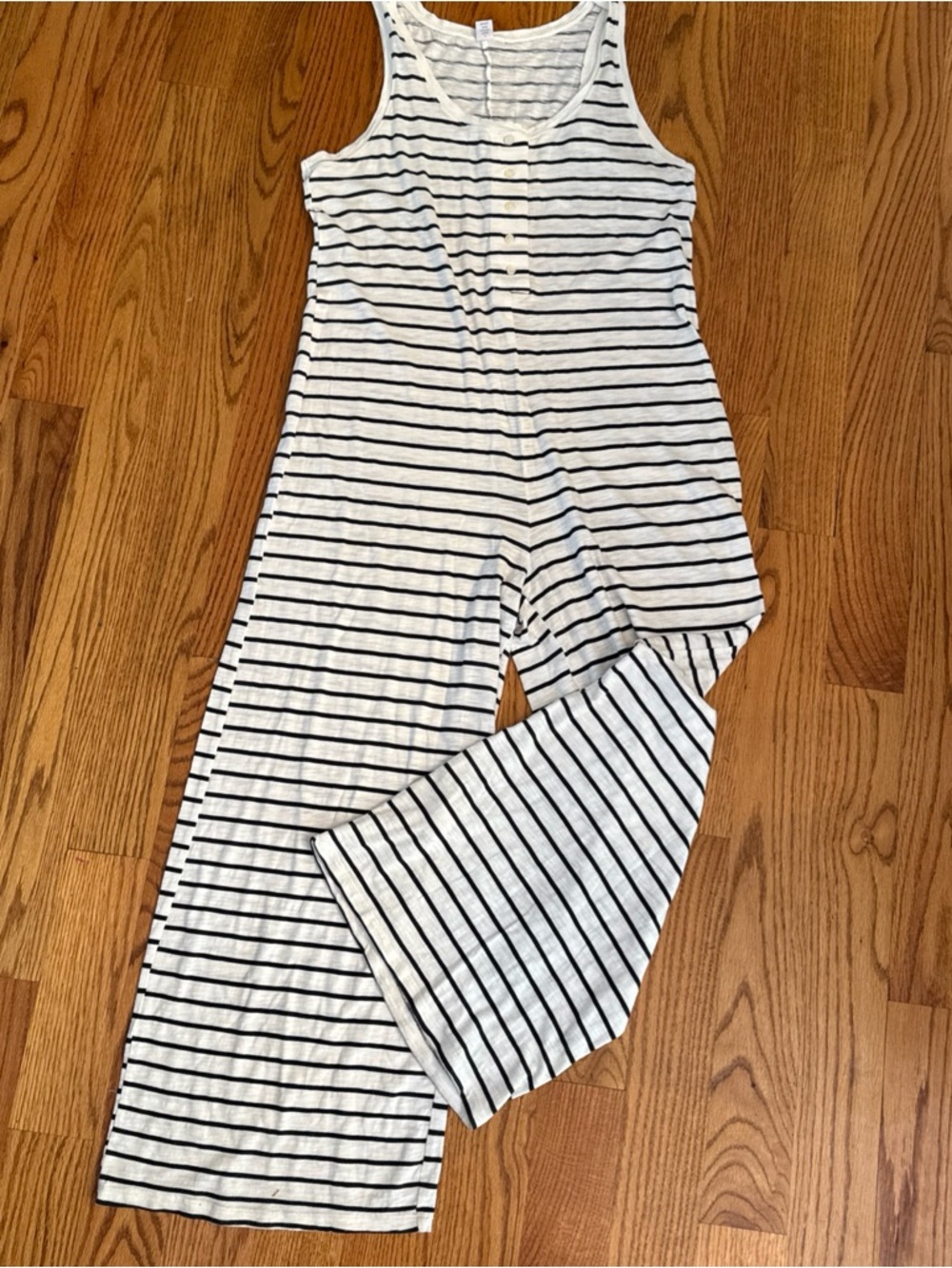 Old Navy White and Black Striped Wide Leg Jumpsuit